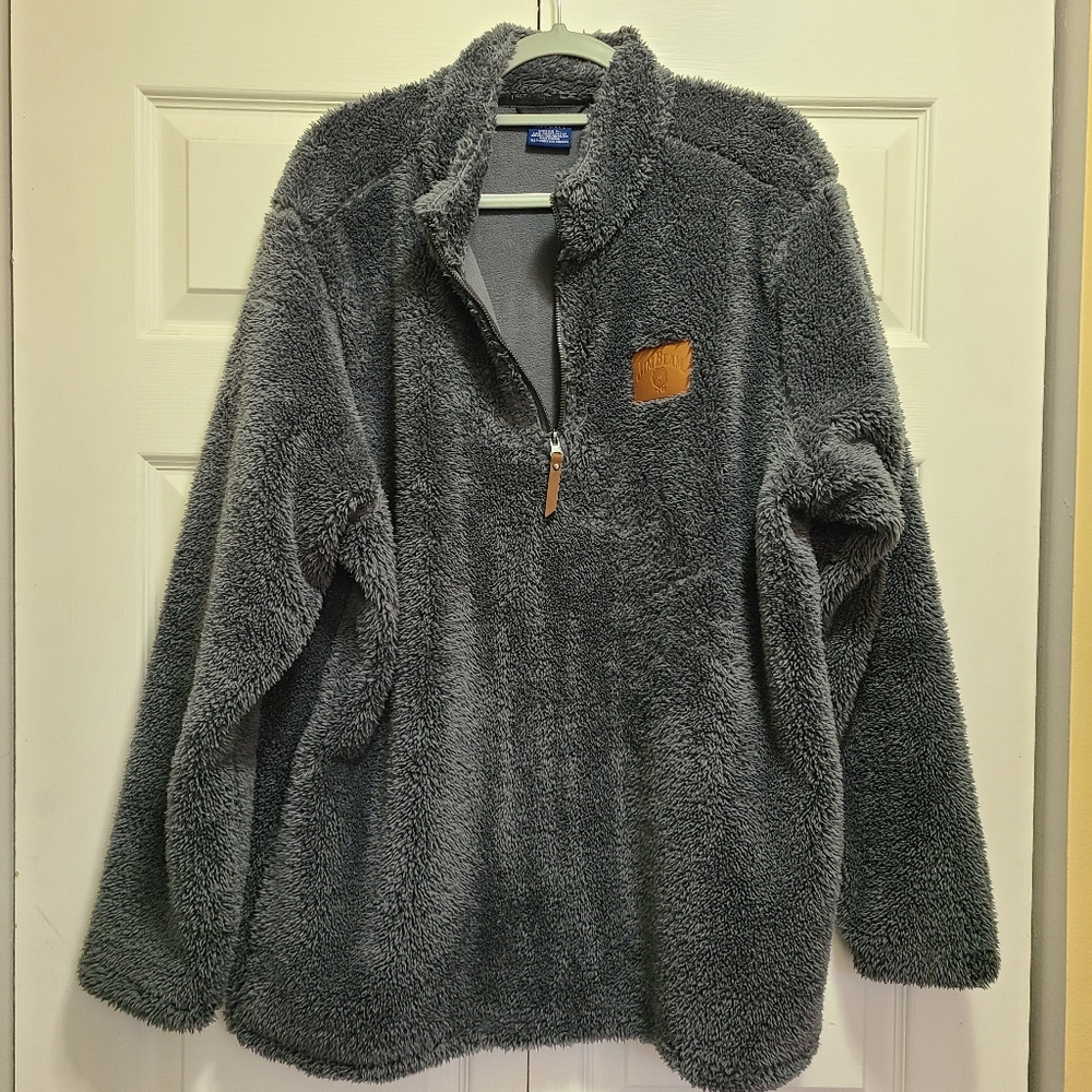 Jim Beam American Bourbon Gray Sherpa Fleece Top Size XXL soft‎ cozy warm EUC